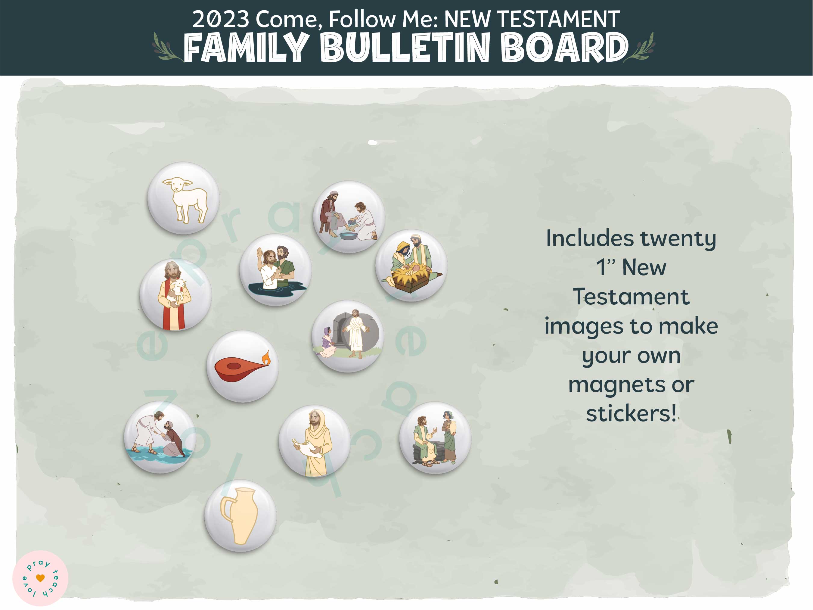 1 inch New Testament images to make your own magnets or stickers! www.LovePrayTeach.com