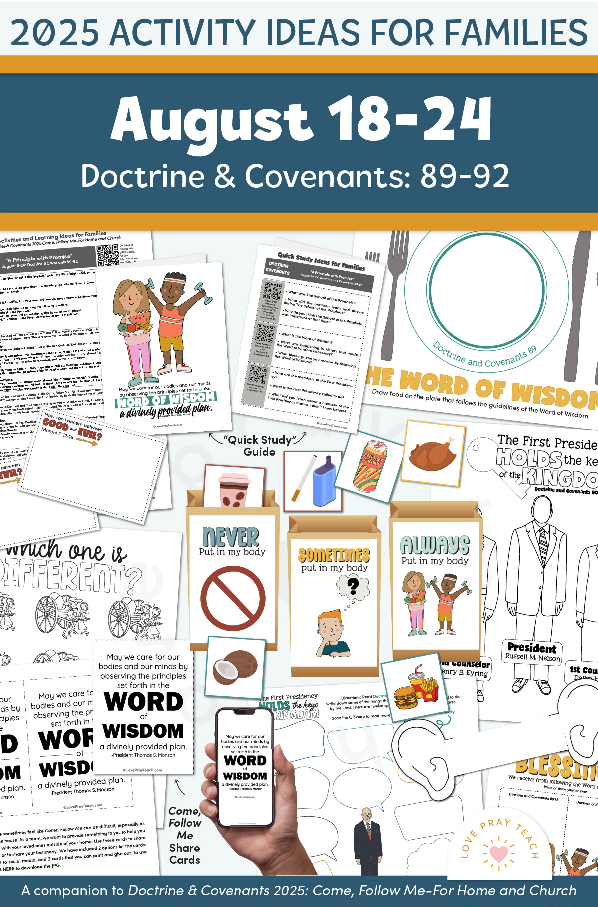Activities and Learning Ideas for Families: August 18-24, Doctrine and Covenants 89-92, A companion to Doctrine and Covenants 2025 Come, Follow Me Home and Church"