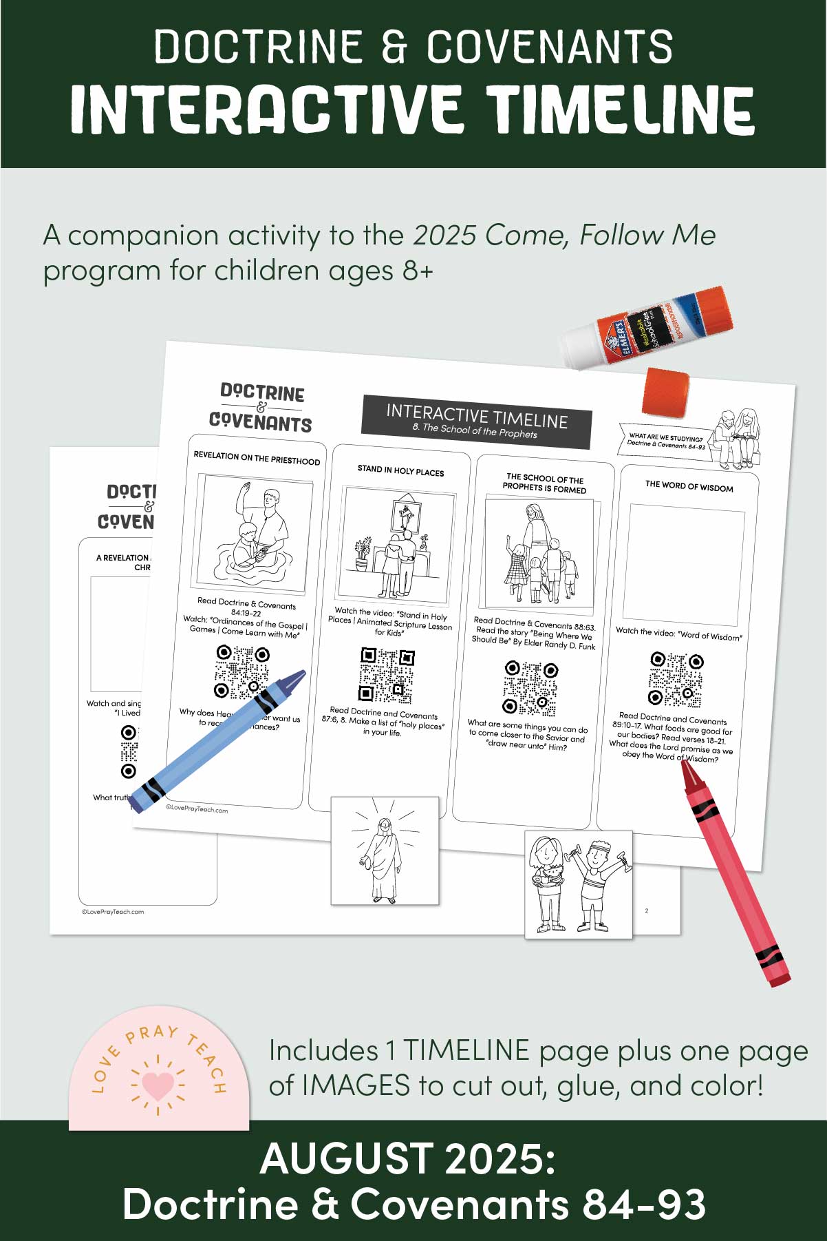 Doctrine and Covenants interactive timeline for children sections 84-93 www.LovePrayTeach.com